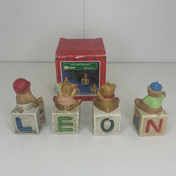 Vintage Noel Bear Ornament Set of 4 with Original Box Christmas Around the World - Picture 6 of 8